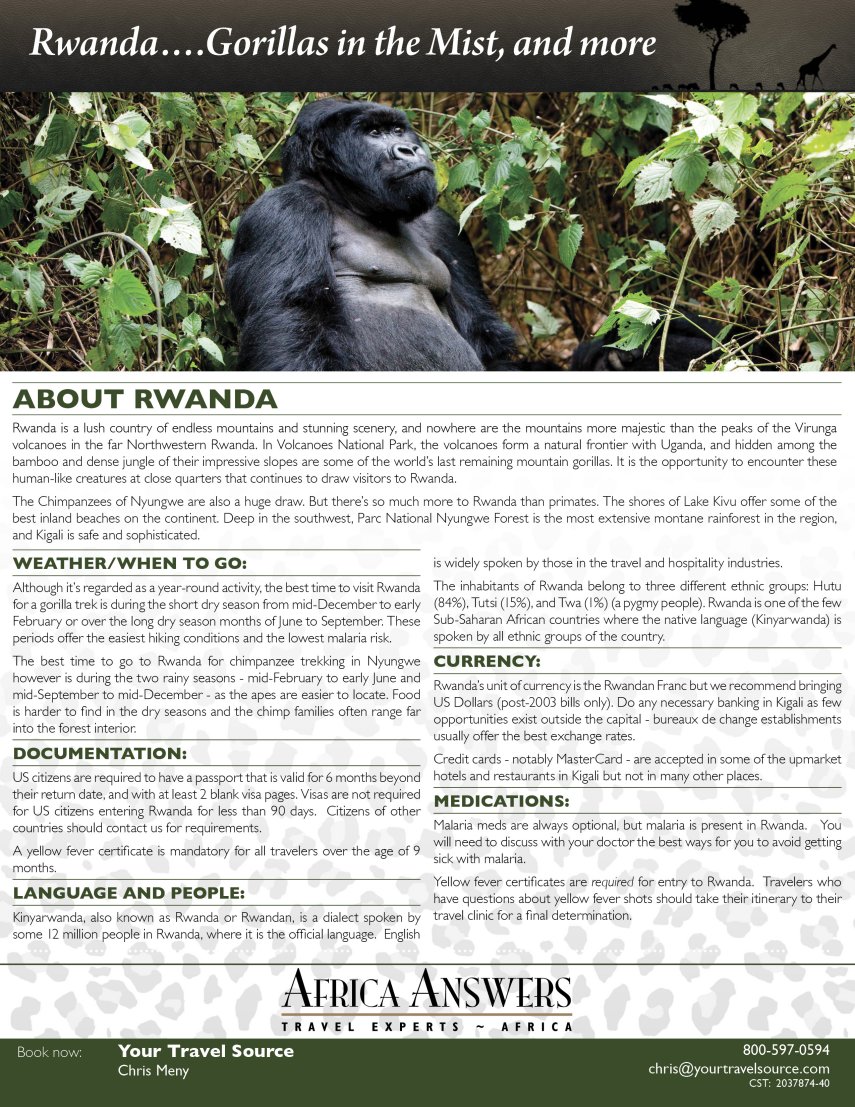 855Gorillas Through the Mist - Rwanda Flyer Oct 16-Your Travel Source2