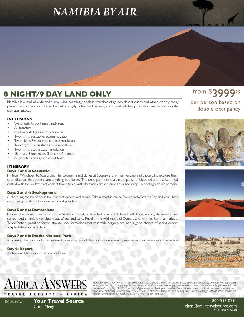 Namibia by Air cJul 12 16-850Your Travel Source