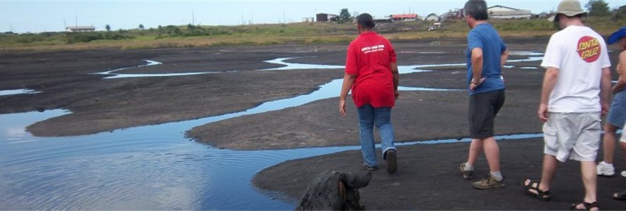 La Brea Pitch Lake is world's largest natural deposit of asphalt.  