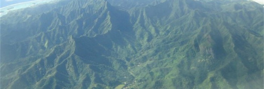 Flying into Rarotonga, the Cook Islands, in the middle of the South Pacific.