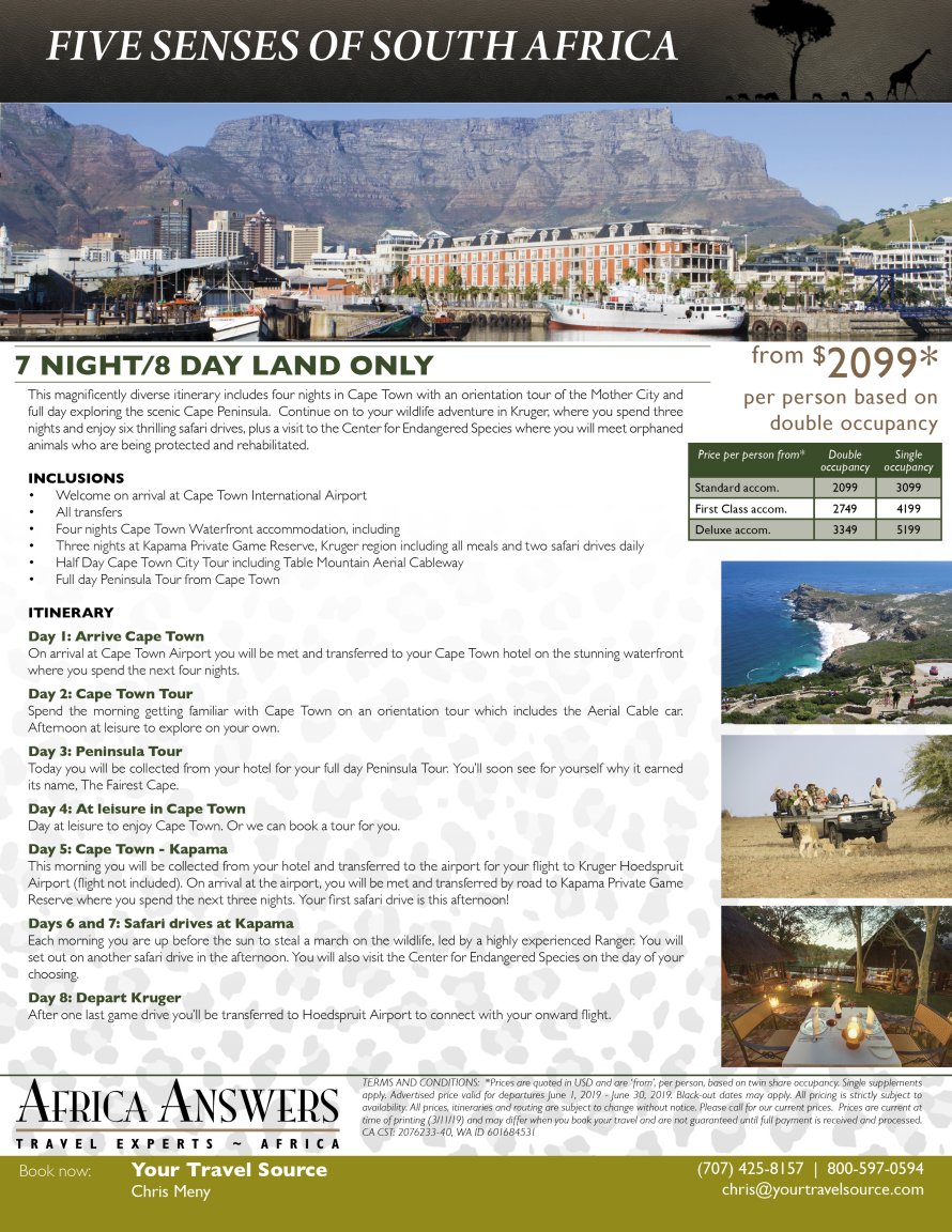 Five Senses of Africa exApr 30 19-Your Travel Source1